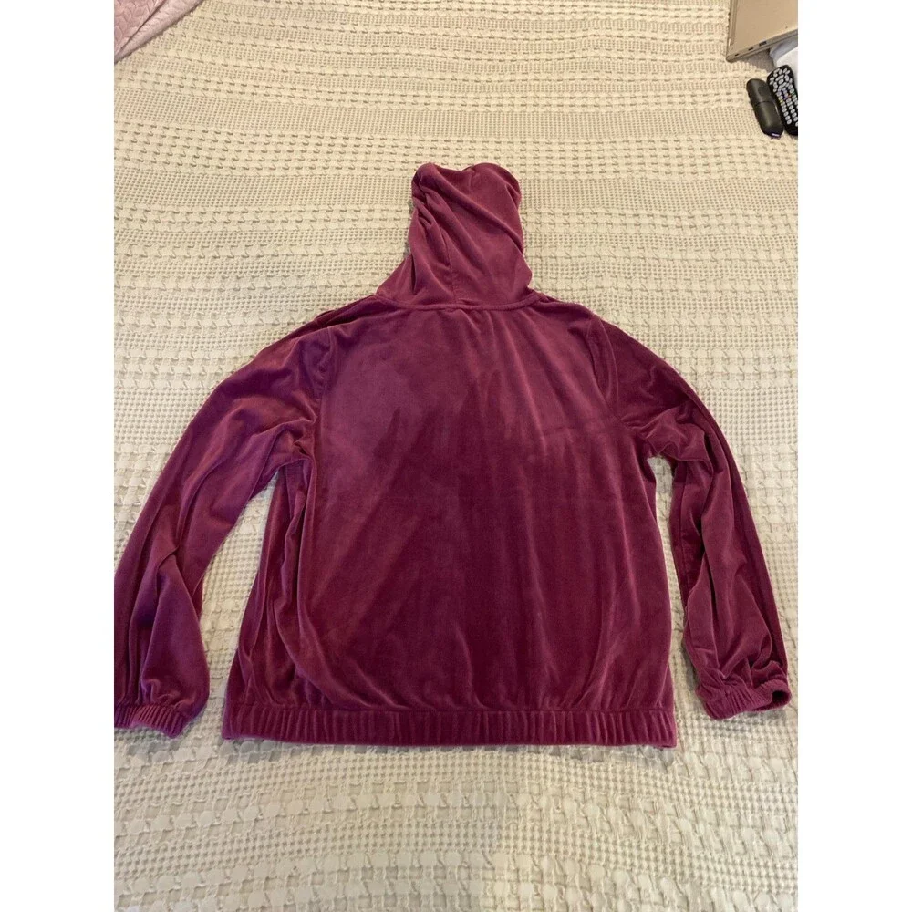 Cable & Gauge Burgundy Velour Set Zip Front‎ Hoodie & Pants Sz Large Athleisure